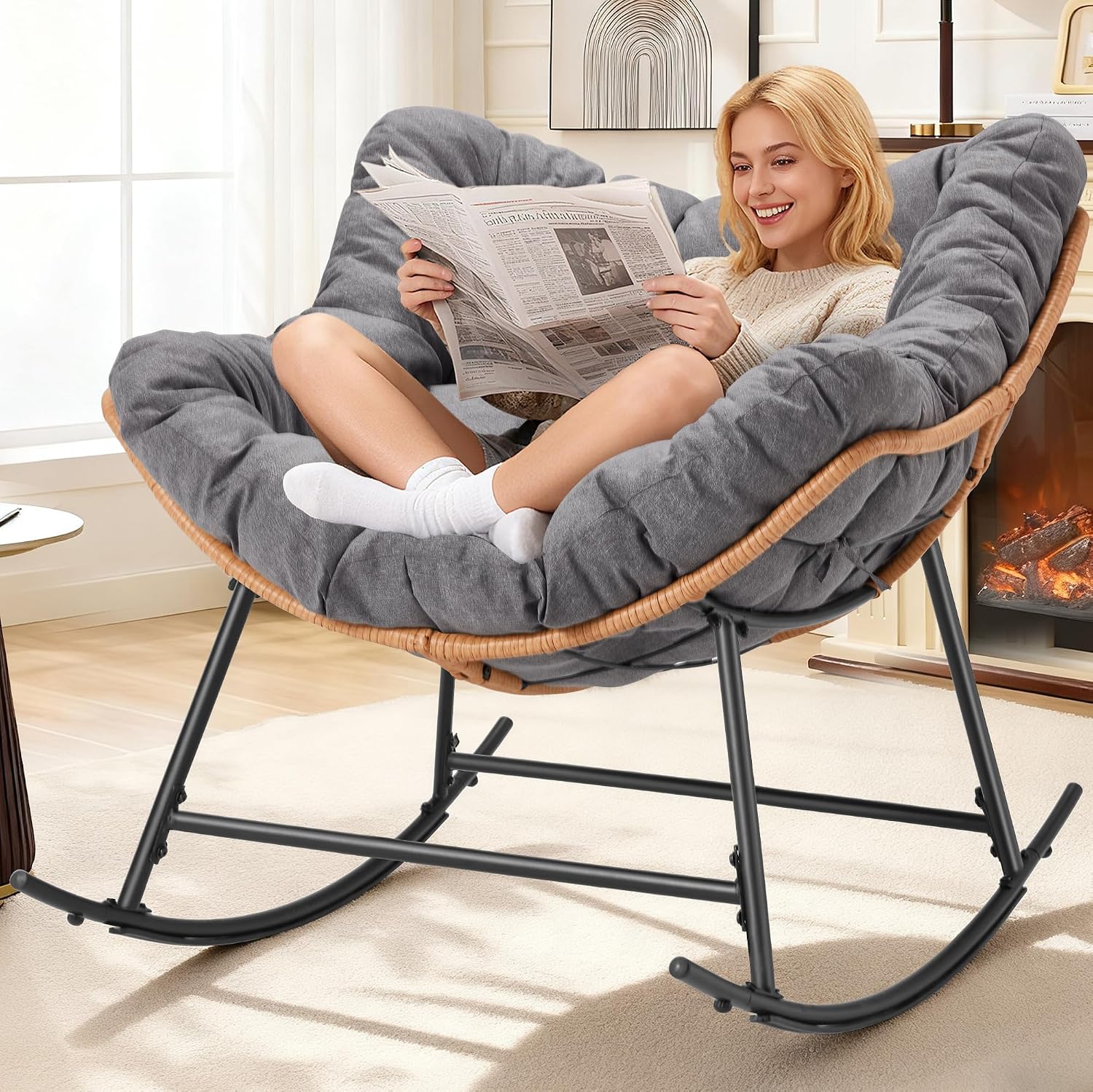 Outdoor Furniture Egg Chair - Fauteuil à bascule en rotin d'extérieur
