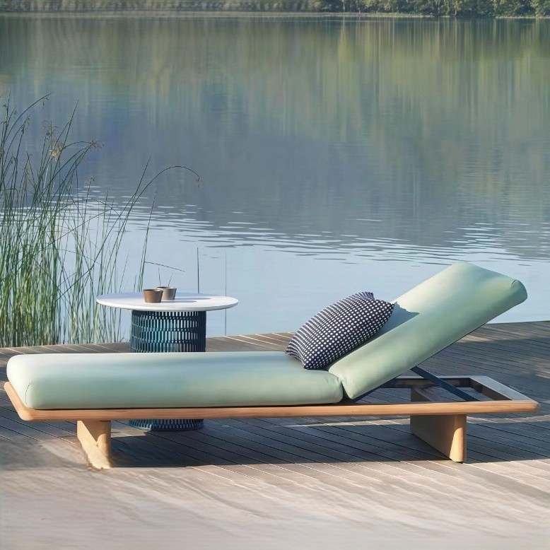 Outdoor Furniture Teak Wood - Chaise longue de piscine en teck