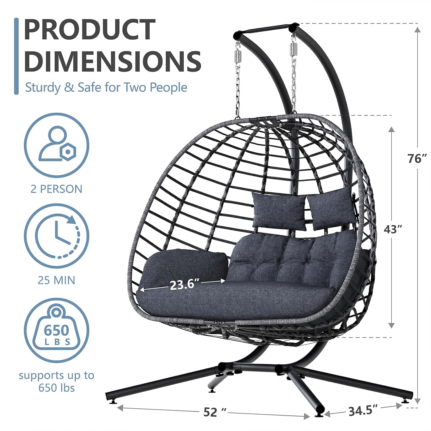 Fauteuil suspendu pour 2 perso - Outdoor Furniture Egg Chair avis et prix