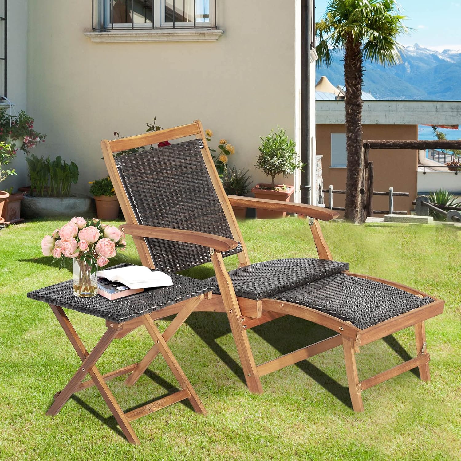 Ensemble de chaise longue et t - Outdoor Furniture Recliner Set avis et prix