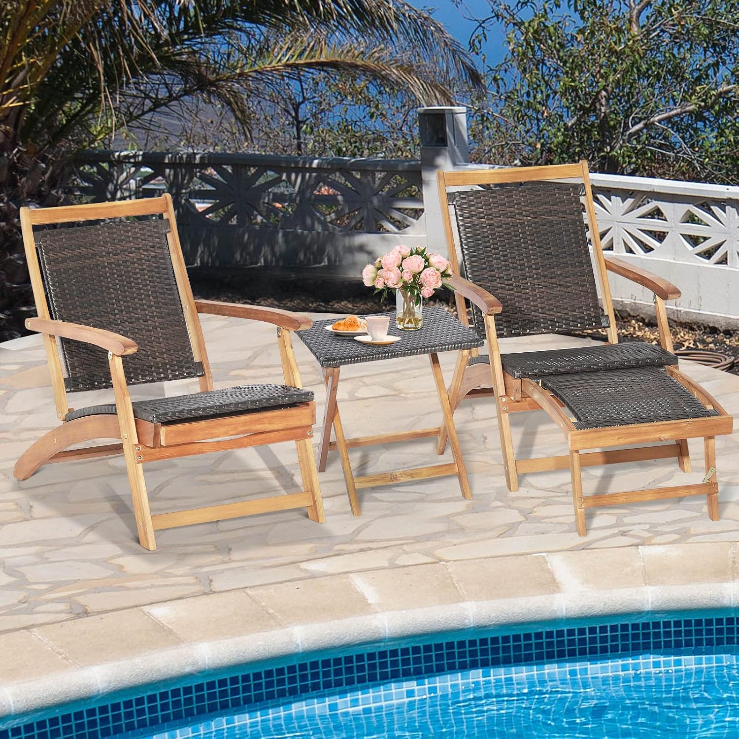 Ensemble de chaise longue et t - Outdoor Furniture Recliner Set avis et prix