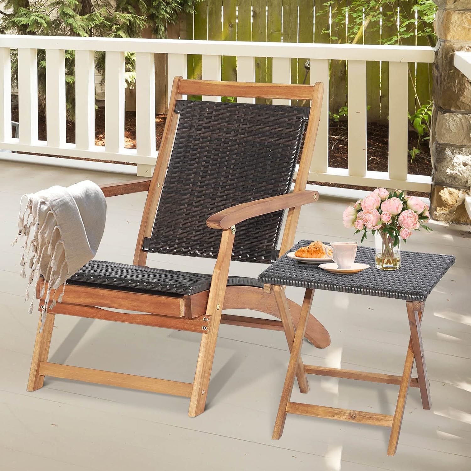Ensemble de chaise longue et t - Outdoor Furniture Recliner Set avis et prix